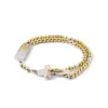 Rosenkranz-Armband Rosalet von Ghirelli in Gold und Silber mit traditionellen Kreuz.