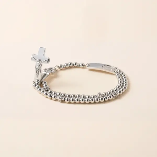 Ghirelli Rosalet Silber mit Kristallbesatz und geöffneten Kreuz