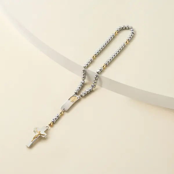 Rosenkranz Armband Ghirelli Rosalet mit Silber und Goldperlen.
