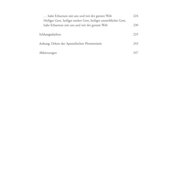 Zweite Seite des Inhaltsverzeichnisses vom Buch "Der Rosenkranz zur göttlichen Barmherzigkeit"