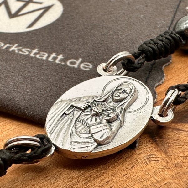 Mittelstück "Herz Mariens" eines Rosenkranzes mit Hämatit Perlen