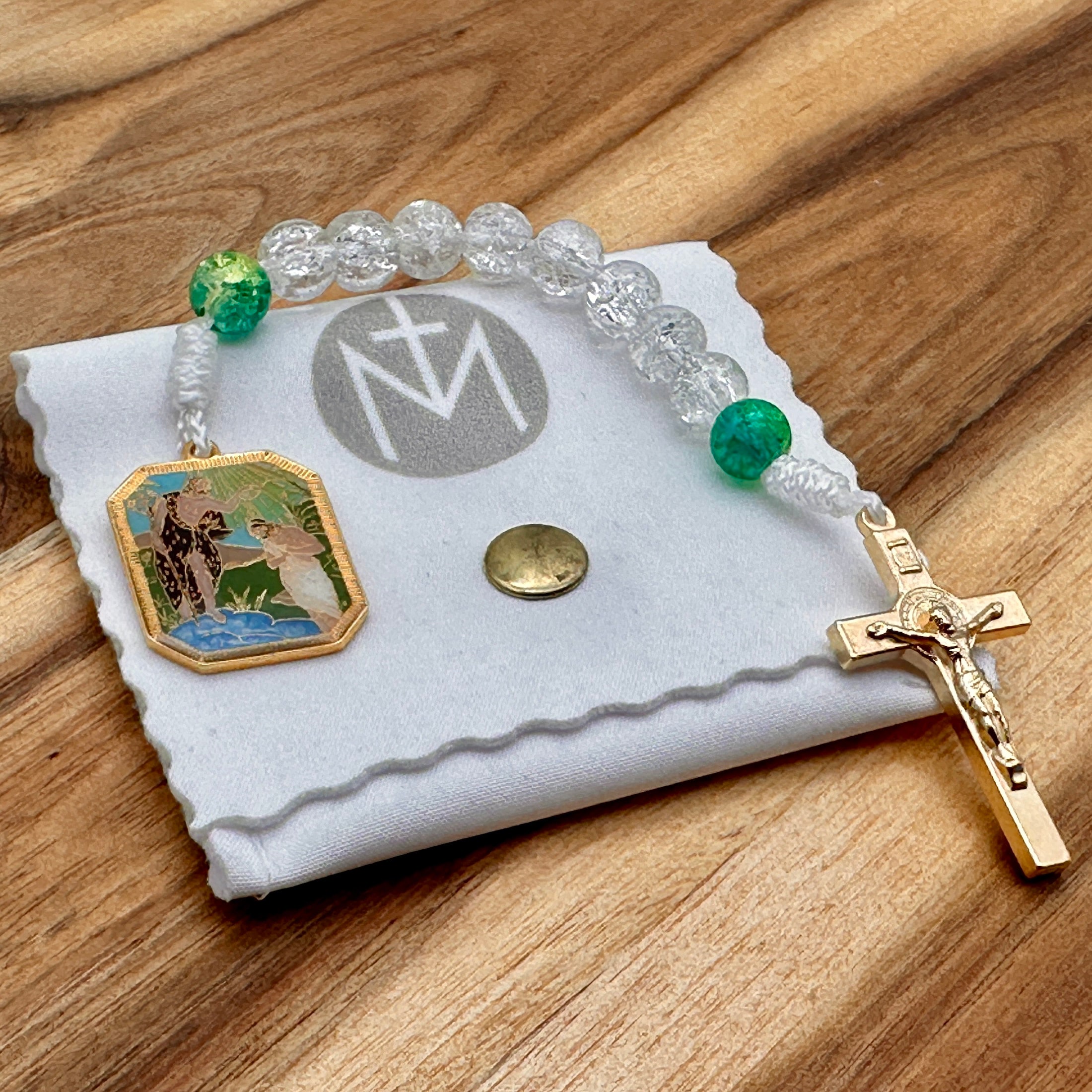 10er Rosenkranz mit Medaille von Johannes dem Täufer