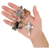 Ghirelli Rosenkranz Olivenholz Heiliges Antlitz in der Hand gehalten, silberfarbenes Kreuz