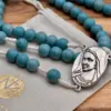 Medjugorje-Mittelstück des Türkis-Rosenkranzes mit Geschenkbeutel
